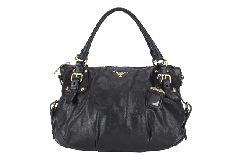 PRADA SATCHEL BAG (BR4281) WITH STRAPS BLACK CALFSKIN NO DUST COVER