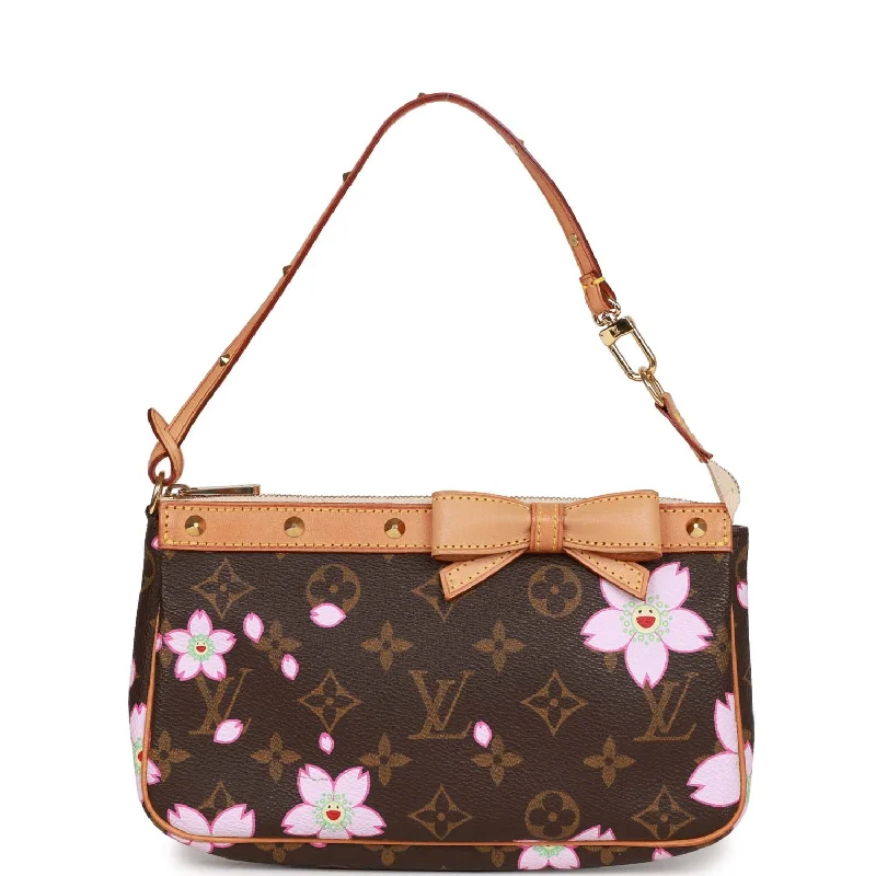 Vintage Louis Vuitton x Takashi Murakami Monogram Cherry Blossom Pochette Gold Hardware