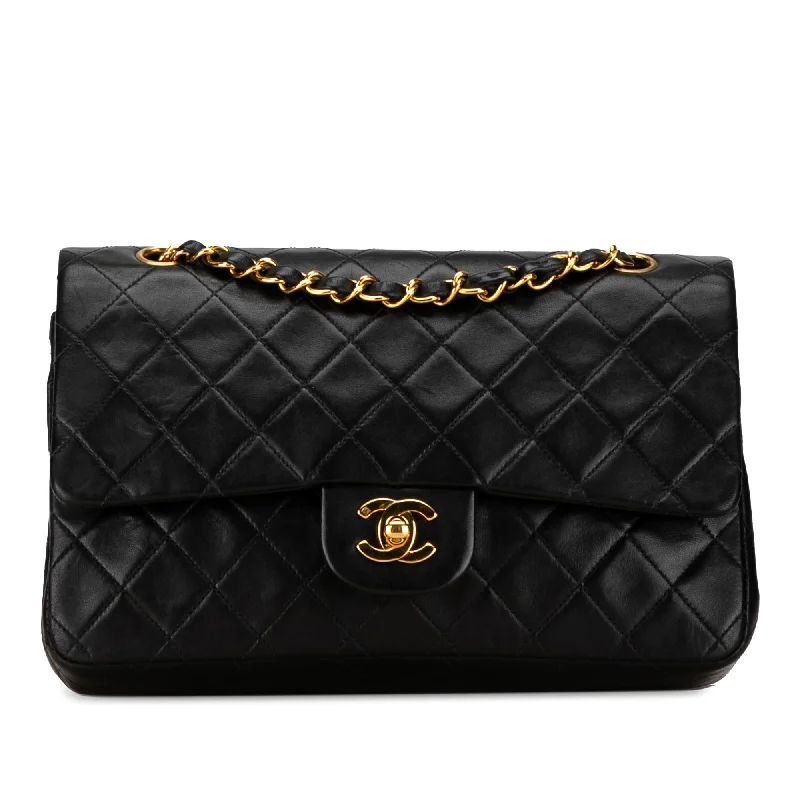 Black Chanel Medium Classic Lambskin Double Flap Shoulder Bag