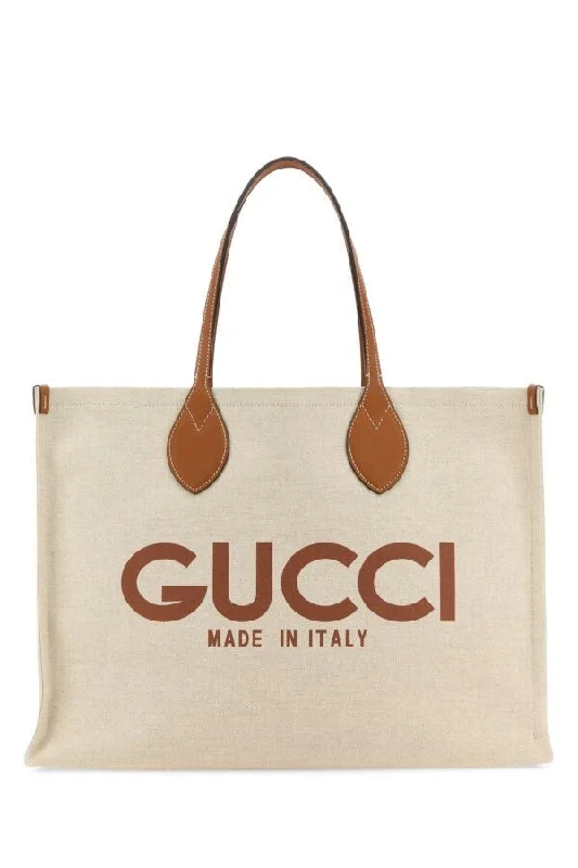 Gucci Women Sand Canvas Shopping Bag