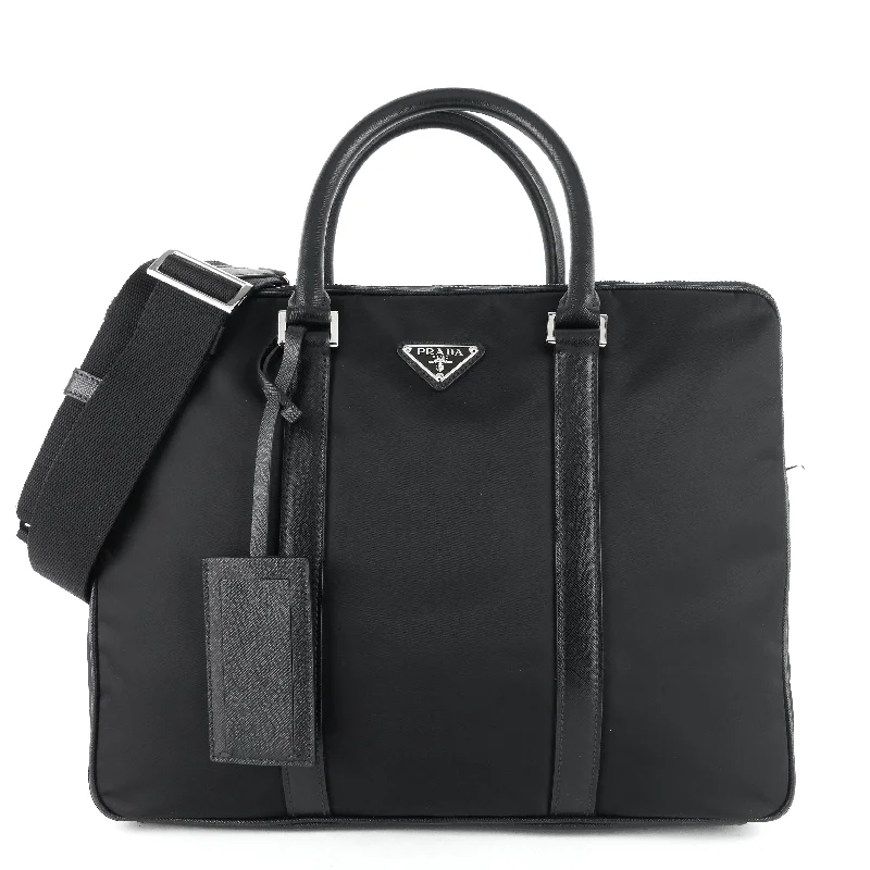 Convertible Tessuto Nylon and Saffiano Leather Briefcase Bag