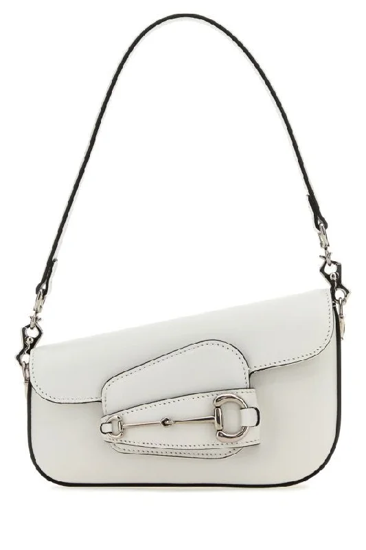 Gucci Women White Leather Mini Gucci Horsebit 1955 Handbag