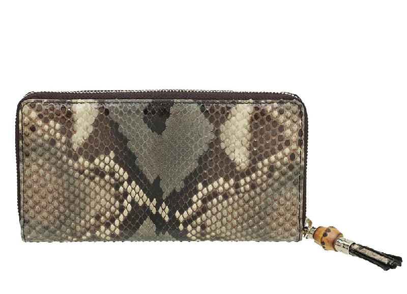 Gucci Bicolor Bamboo Python Zip Around Wallet