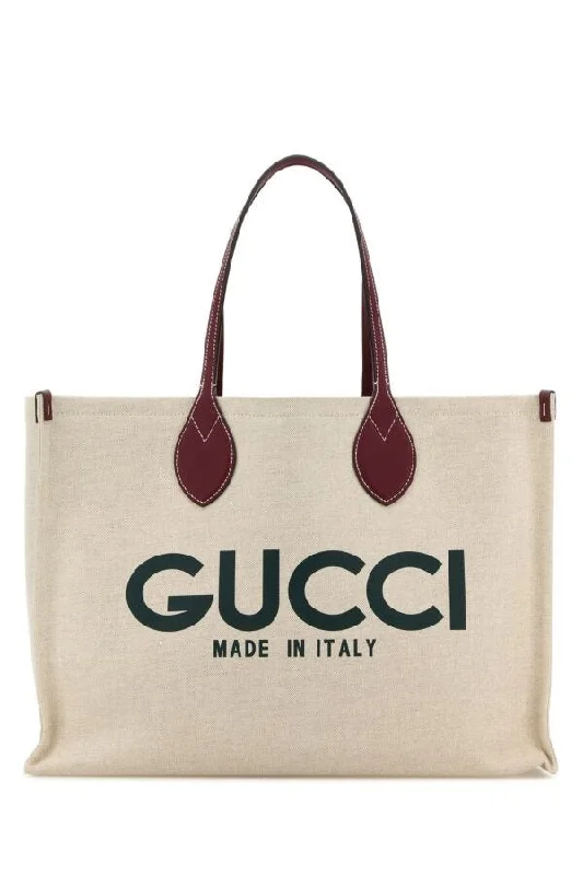 Gucci Women Sand Canvas Shopping Bag