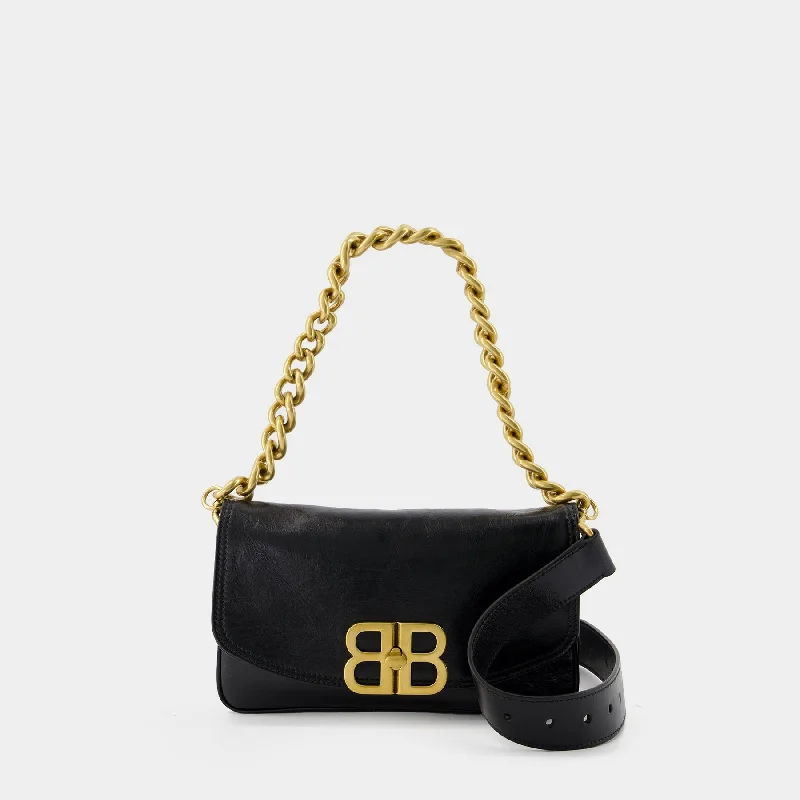 Bb Soft Flap S Crossbody - Balenciaga - Leather - Black