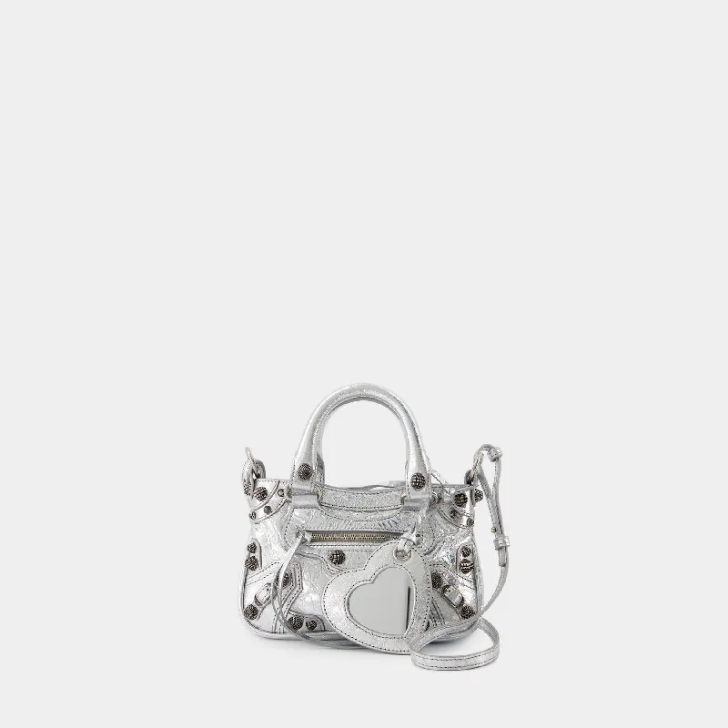 Neo Cagole Tote Mini Crossbody - Balenciaga - Leather - Silver