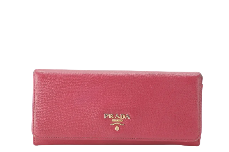 PRADA PEONY PINK SAFFIANO LONG WALLET (1MH132) WITH BOX NO CARD