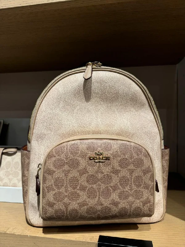 Coach Medium Court Backpack In Blocked Signature Gold Sand Tan (Pre-order)