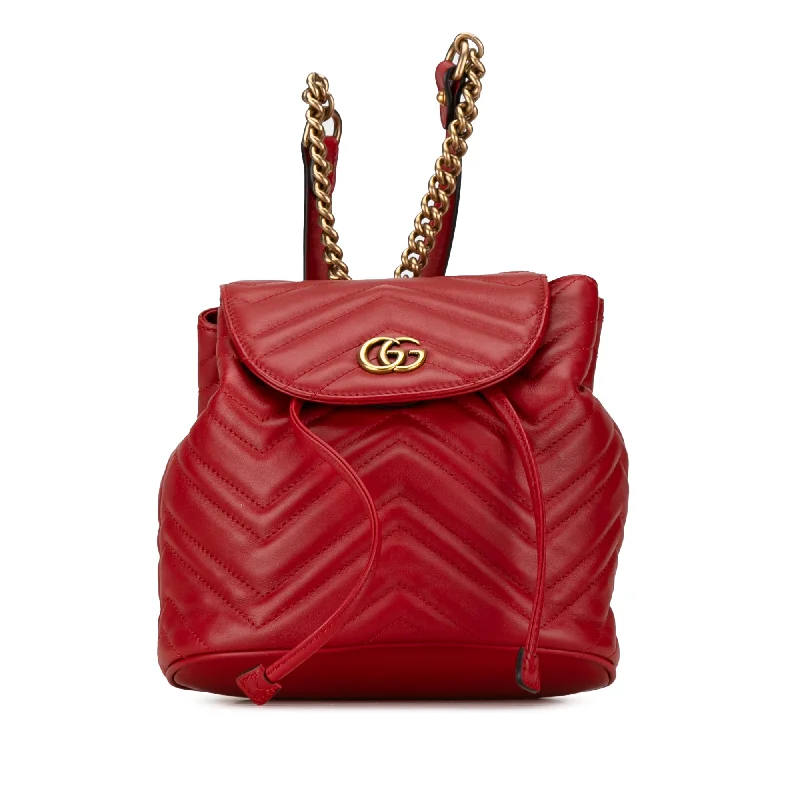 Red Gucci GG Marmont Matelasse Backpack