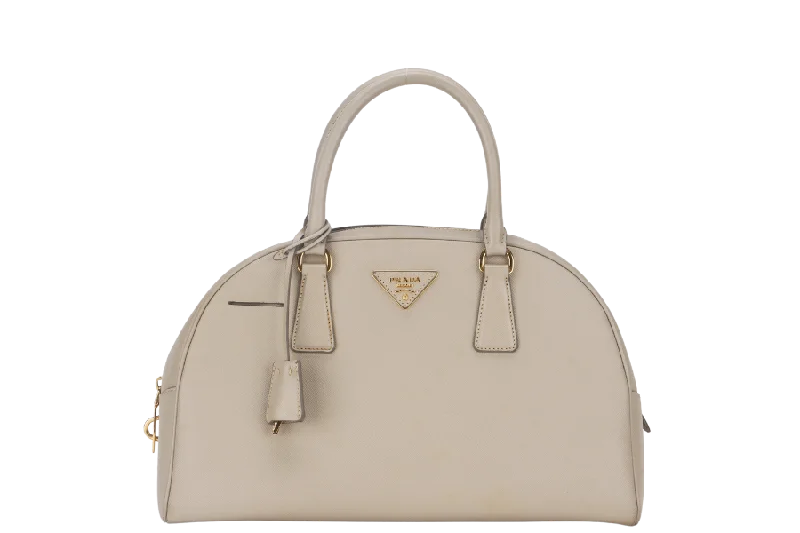 PRADA DOME HANDBAG (BL0852) POMICE SAFFIANO LEATHER GOLD HARDWARE WITH LOCK&KEYS, DUST COVER AND CARD