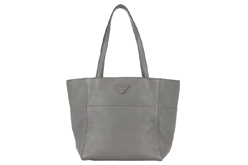 PRADA VITELLO DAINO TOTE BAG (BR5090) GREY LEATHER SILVER HARDWARE NO DUST COVER