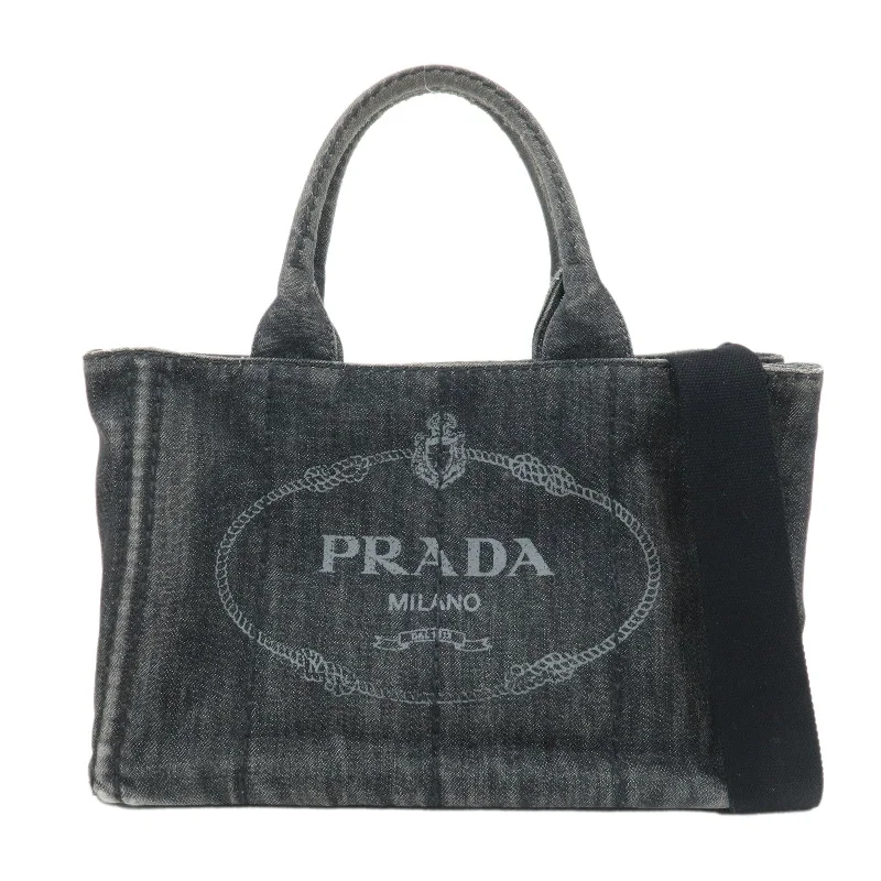 PRADA Canapa Mini Canvas 2Way Bag Tote Bag Black 1BG439