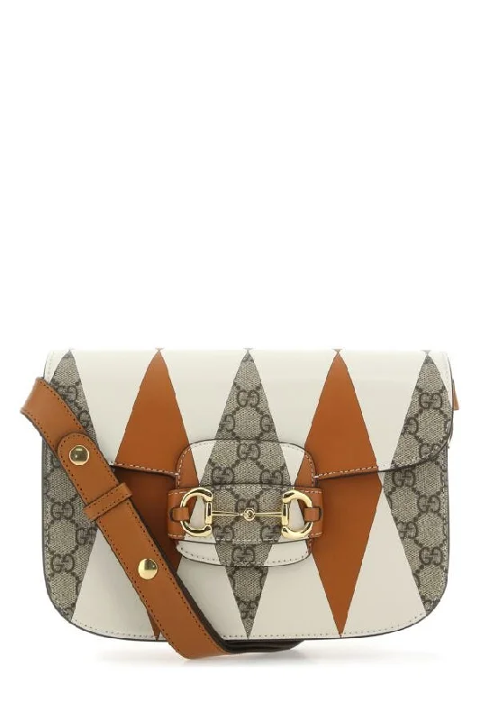 Gucci Women Printed Gg Supreme And Leather Horsebit 1955 Shoulder Bag