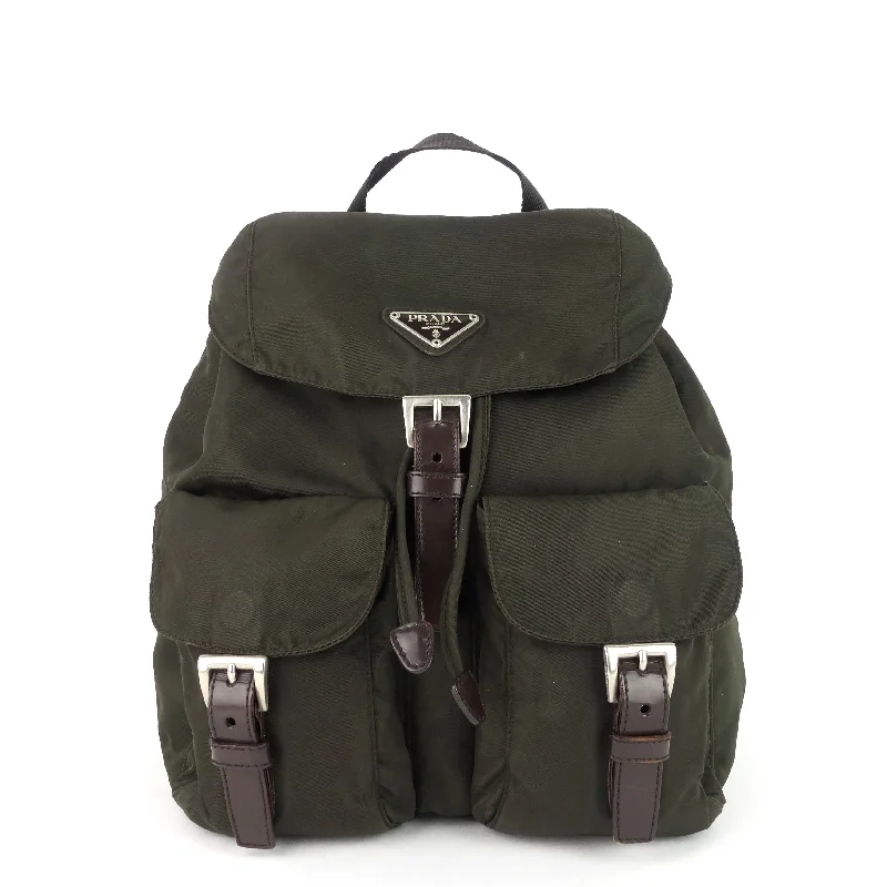 Twin Pocket Tessuto Nylon Small Backpack Bag