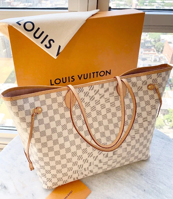 Louis Vuitton 2021 Neverfull GM Damier Azur Tote In Rose Ballerine