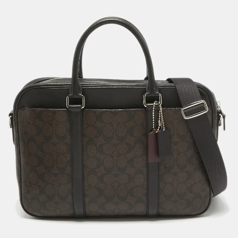 Choco Brown Signature Coated Canvas Metropolitan Briefcase/Laptop Bag