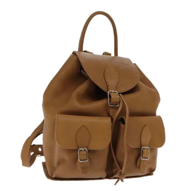 FENDI Backpack Leather Gold Brown  94235