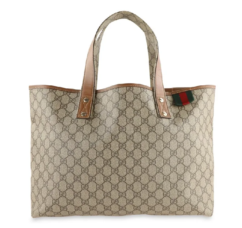 Gucci Large Gg Brown Coated Canvas Tote