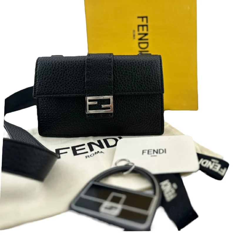 FENDI Cuoio Romano Selleria Baguette Belt Pouch Black