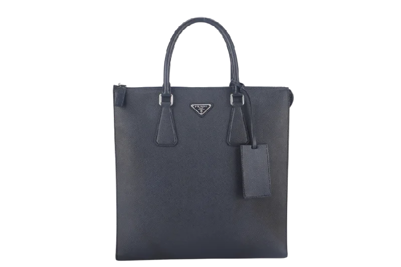 PRADA MEDIUM TOTE BAG (2VG079) BLACK SAFFIANO LEATHER SILVER HARDWARE NO DUST COVER