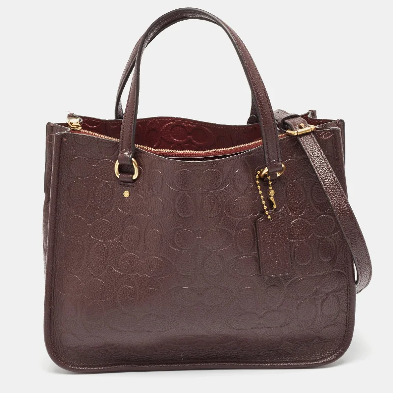 Burgundy Signature Embossed Leather Tyler Carryall 28 Tote