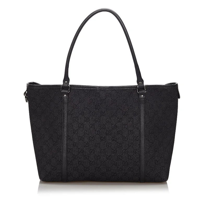 Gucci Black Canvas Fabric GG Tote Bag Italy