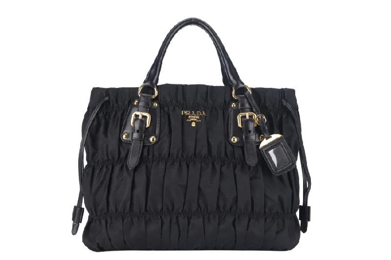 PRADA TESSUTO GAUFRE (BN1788) NYLON NERO WITH STRAP AND DUST COVER