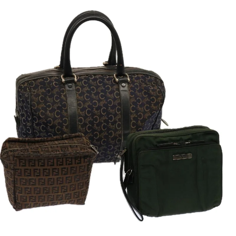 CELINE Fendi Gucci C Macadam Canvas Hand Bag 3Set Green Brown Navy bs14131