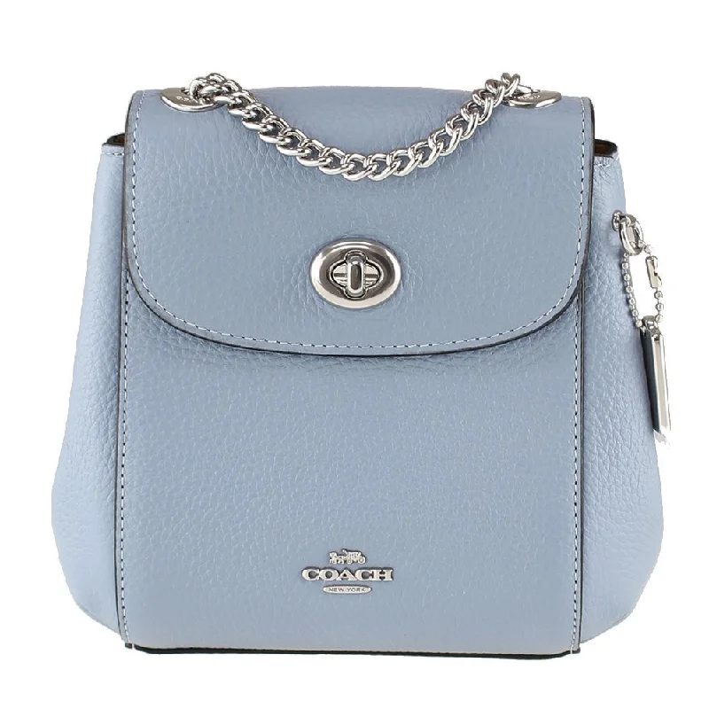 COACH C5677 Convertible Mini Backpack Pebble Leather Turnlock Cornflower Blue