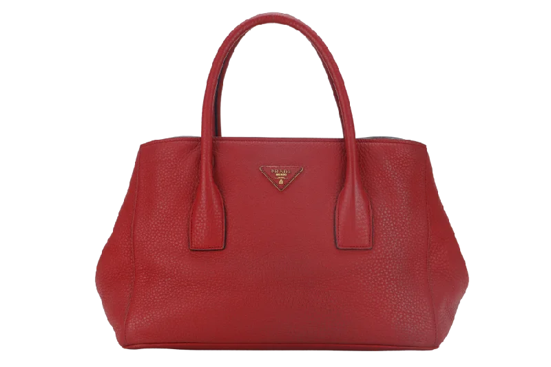 PRADA RED VITELO DAINO TOTE BAG WITH STRAP NO DUST COVER