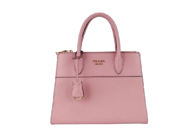 PRADA PARADIGME BAG (1BA103) PINK SAFFIANO LEATHER GOLD HARDWARE WITH STRAP AND DUST COVER