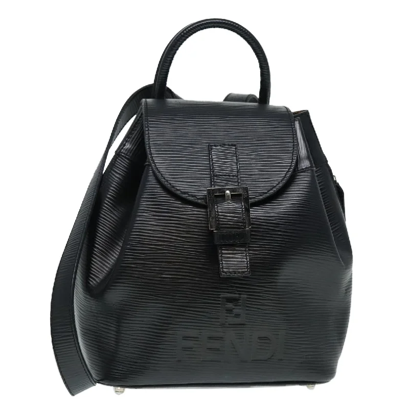 FENDI Backpack Leather Black  90504