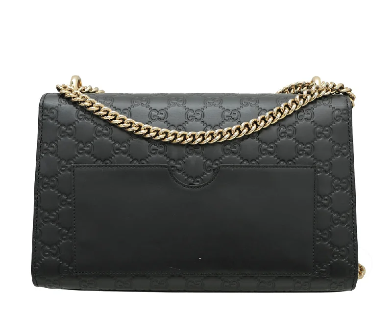 Gucci Black Guccissima Padlock Bag