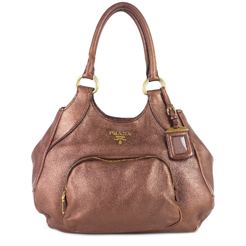 Front Pocket Leather Tote Bag