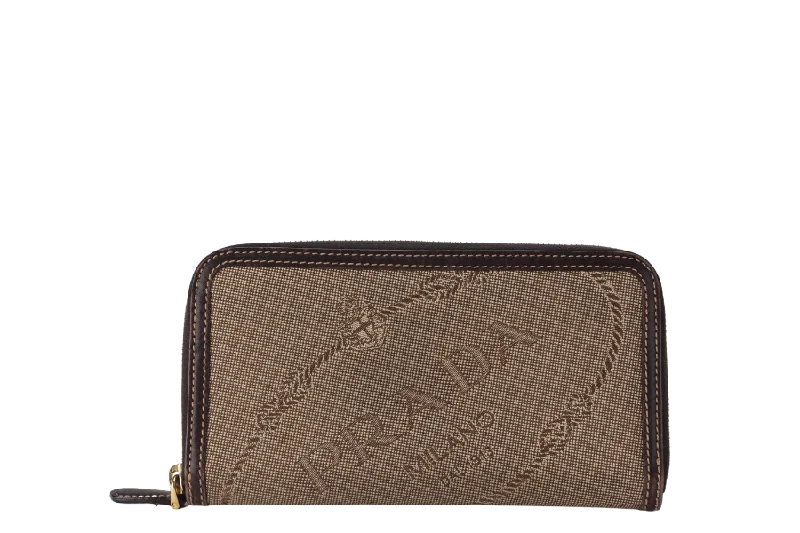 PRADA JACQUARD LOGO LONG ZIPPY WALLET NO DUST COVER AND NO BOX