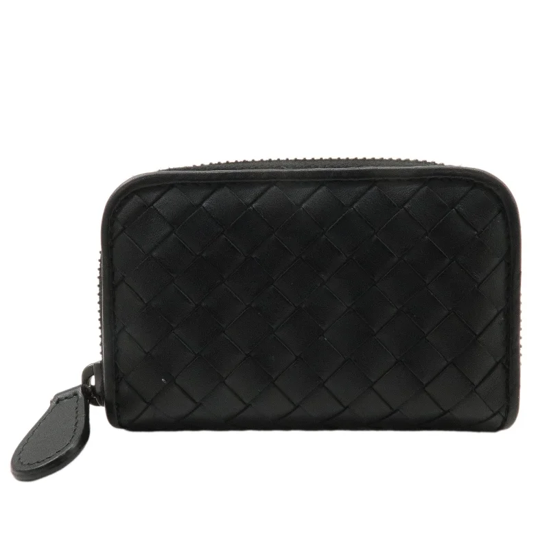 BOTTEGA VENETA Intrecciato Leather Coin Case Black 114075