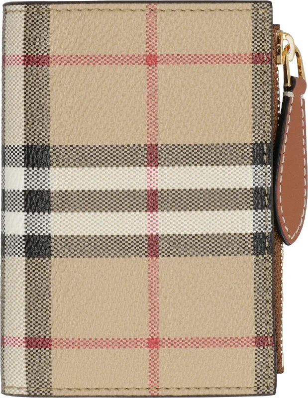 Women's Check Print Wallet in Beige | 8079204143231 Color A7026