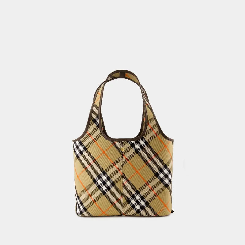 Check Shopper Bag - Burberry - Cotton - Beige