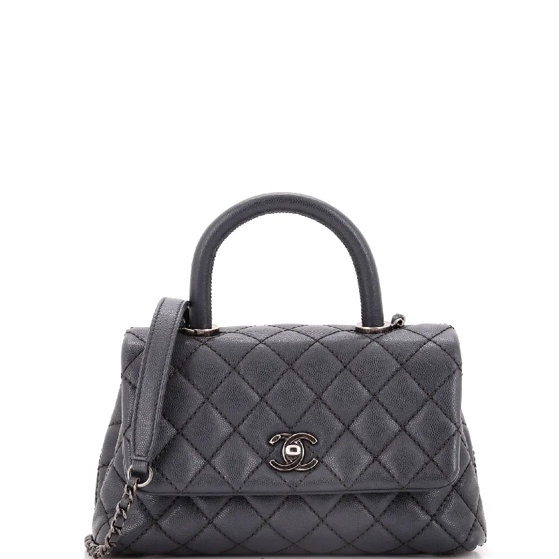 Coco Top Handle Bag Quilted Caviar Mini