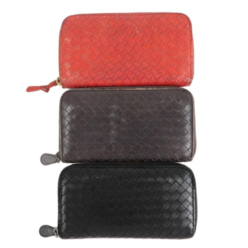 BOTTEGA VENETA Intrecciato Set of 3 Leather Long Wallet  114076