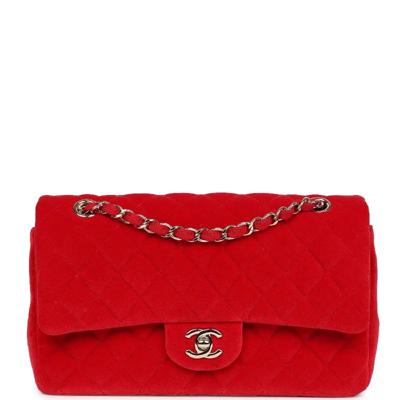 Chanel Medium Classic Double Flap Bag Red Velvet Light Gold Hardware