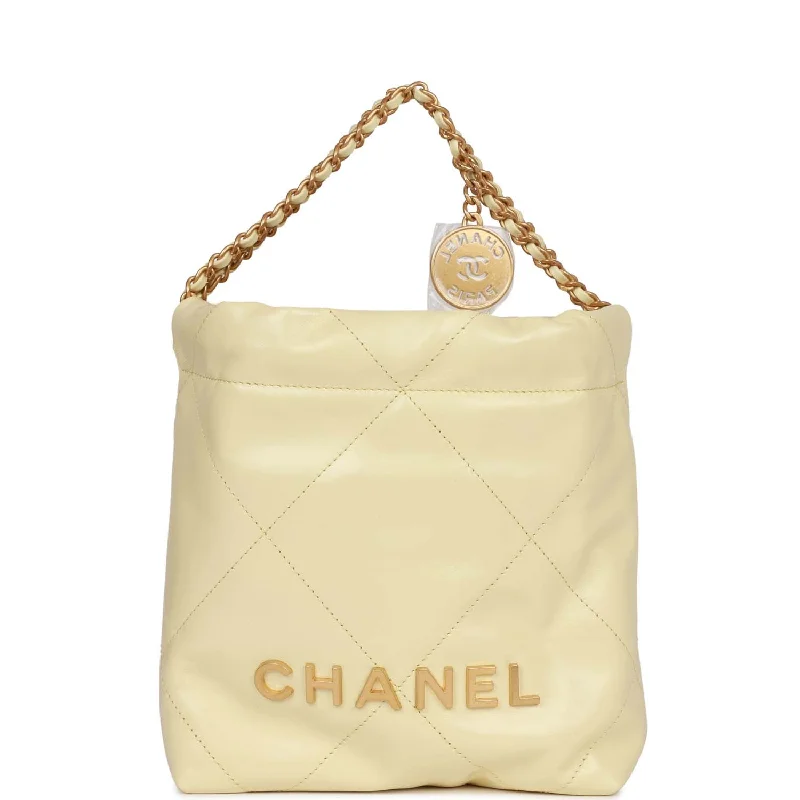 Chanel Mini 22 Bag Yellow Calfskin Gold Hardware