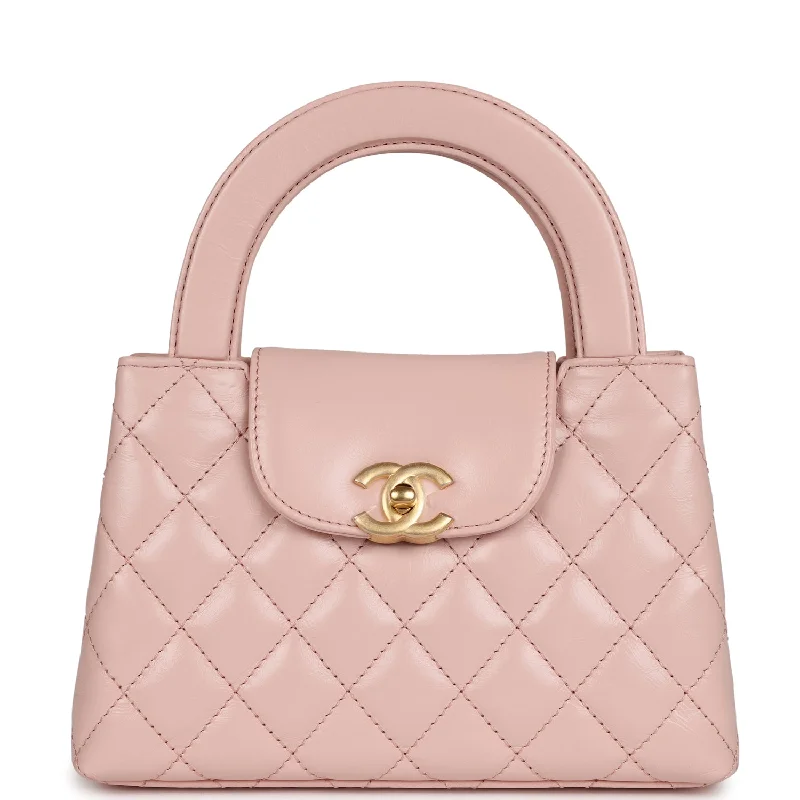 Chanel Small Kelly Shopper Light Pink Shiny Aged Calfskin Brushed Gold Hardware