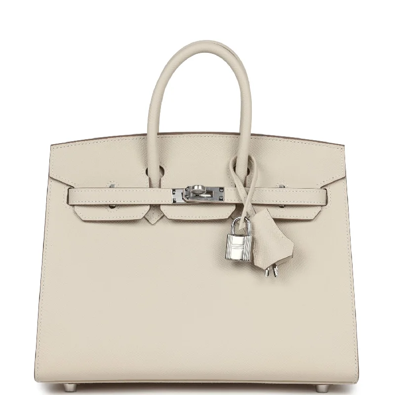 Hermes Birkin Sellier 25 Craie Epsom Palladium Hardware