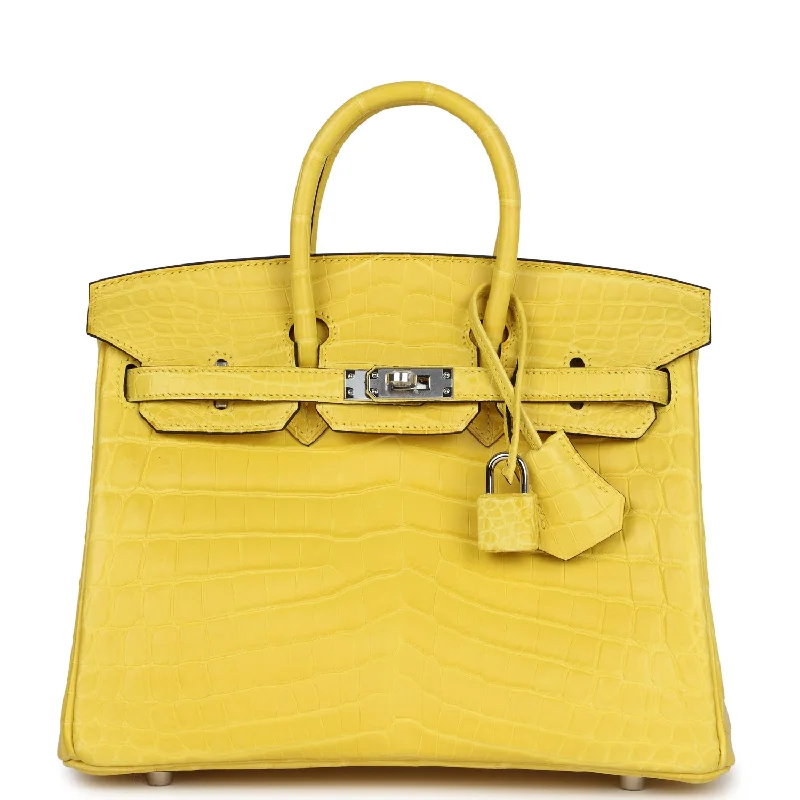 Hermes Birkin 25 Mimosa Matte Niloticus Crocodile Palladium Hardware