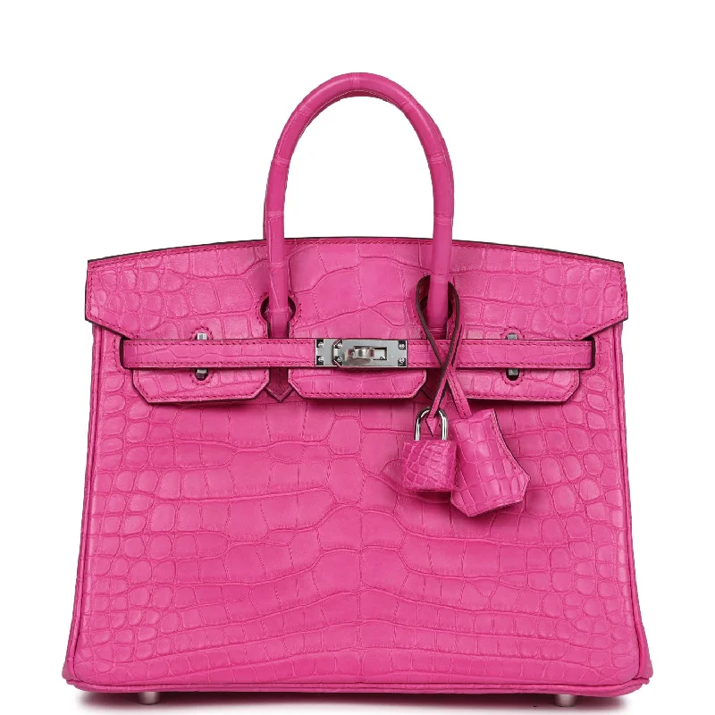 Hermes Birkin 25 Rose Shocking Matte Alligator Palladium Hardware