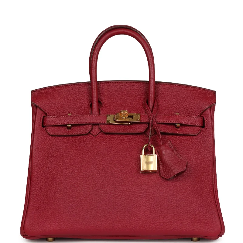 Pre-owned Hermes Birkin 25 Rubis Togo Gold Hardware