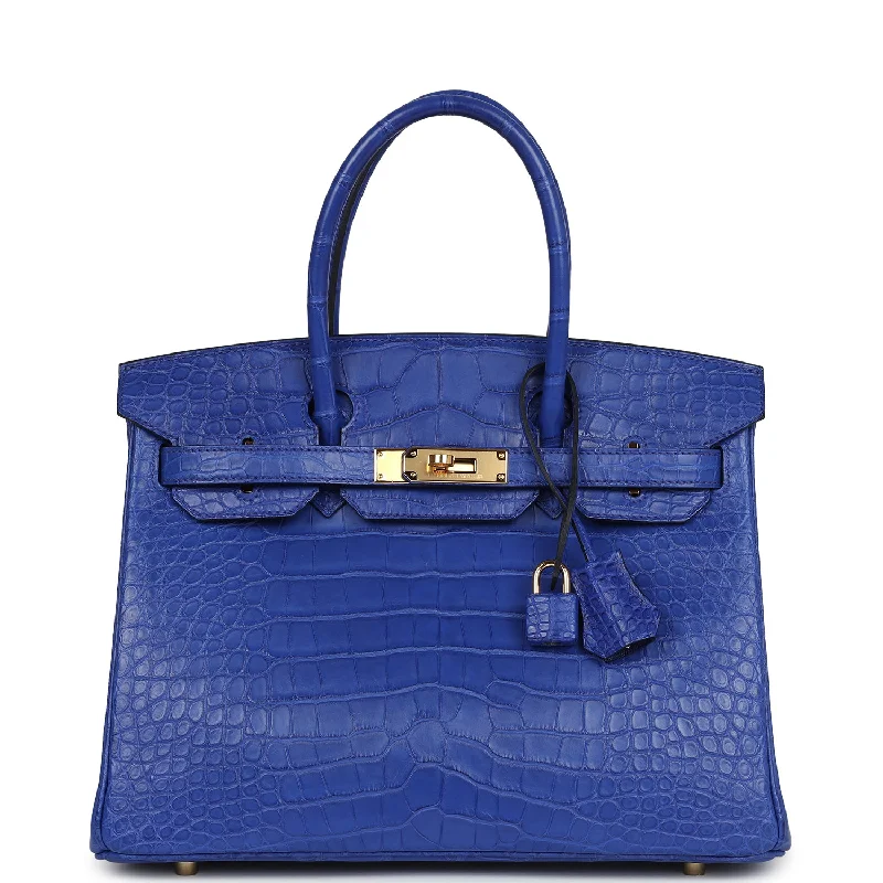 Hermes Birkin 30 Bleu Electric Matte Alligator Gold Hardware