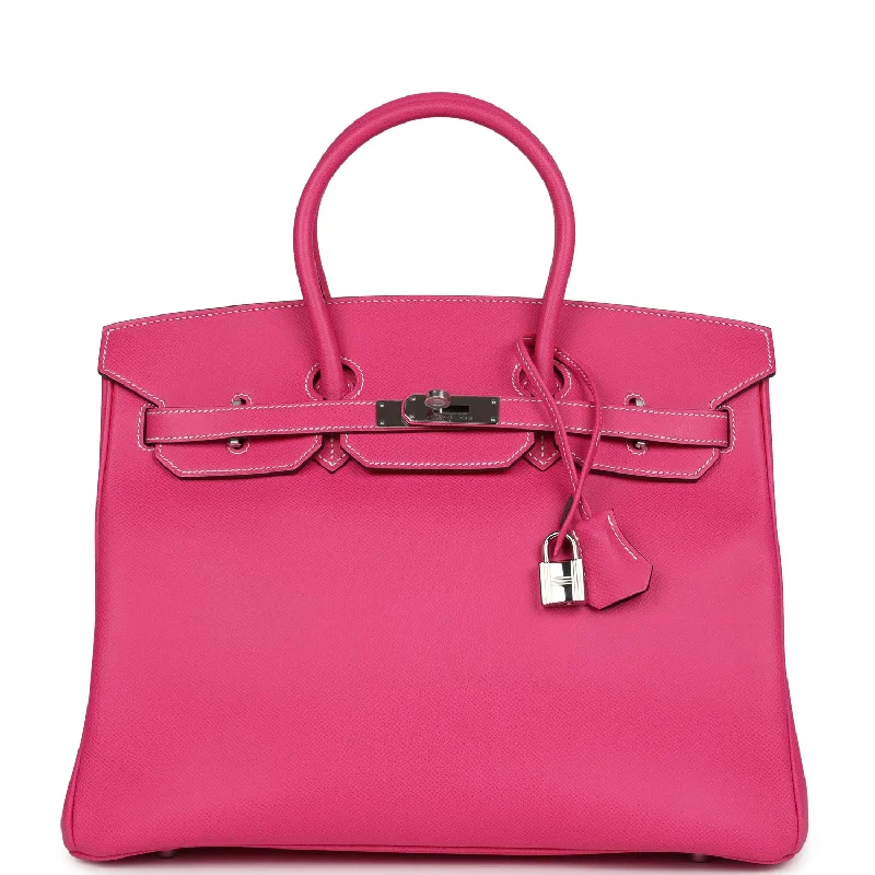 Pre-owned Hermes Birkin 35 Rose Tyrien Candy Epsom Palladium Hardware