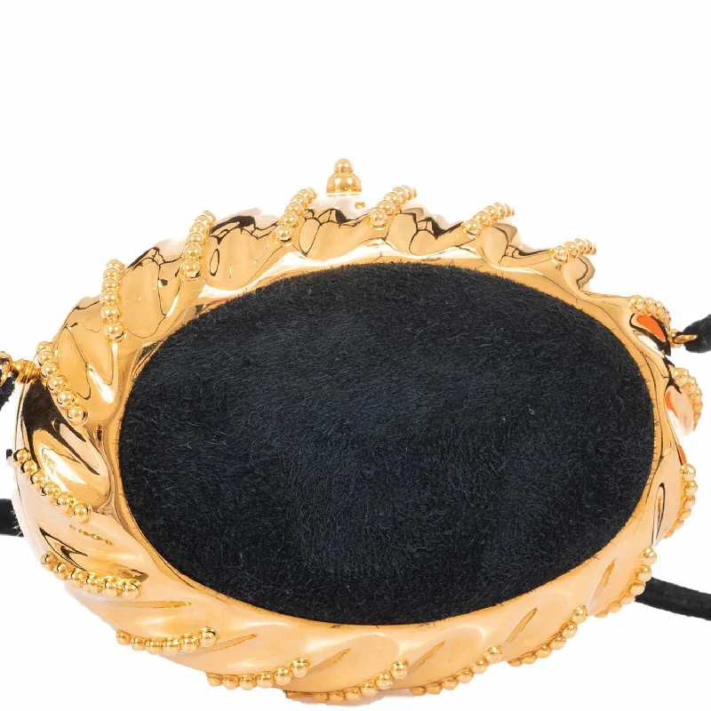 Hermès Oursin Evening Bag Black Doblis Suede Gold Hardware